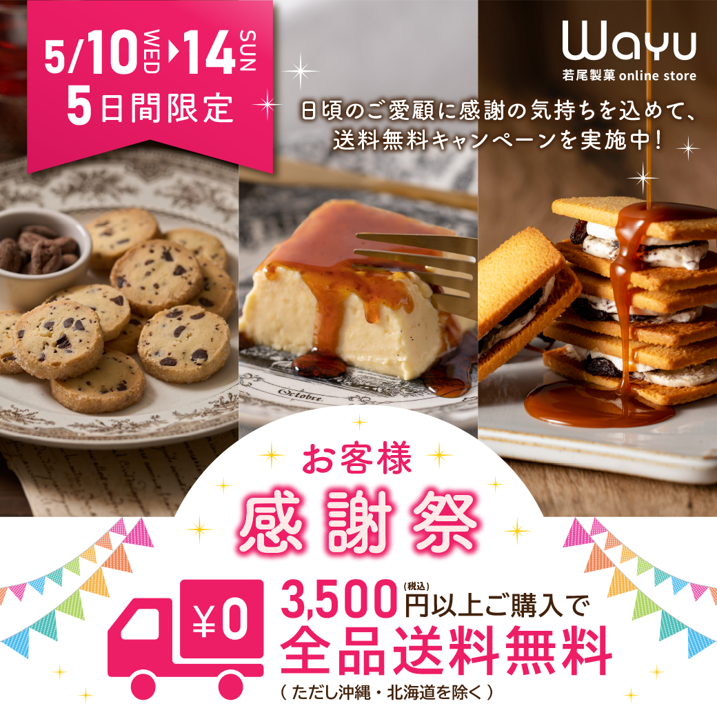 お客様感謝祭☆全品送料無料キャンペーン開催！ – Wayu 若尾製菓